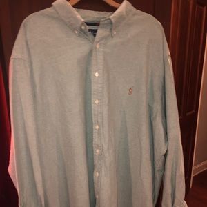 4XLT Green Ralph Lauren Polo Long Sleeve Button up